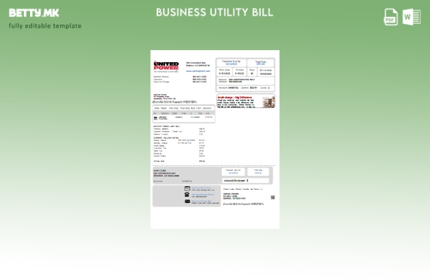 Модерен стил шаблон за деловна сметка за комунални услуги Колорадо Јунајтед Енер
